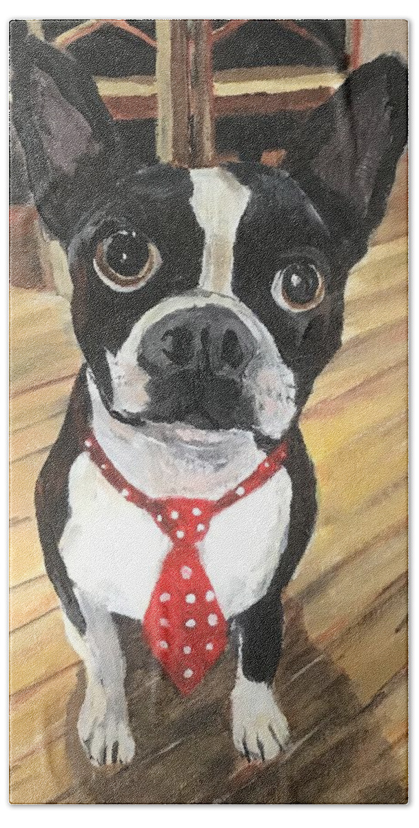 Pets Hand Towel featuring the painting Murphy by Cynthia Blair