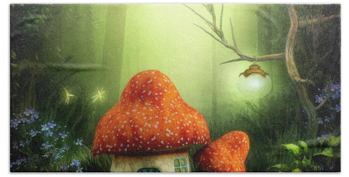 3d Bath Towel featuring the digital art Mushroom Fairy House by Jutta Maria Pusl