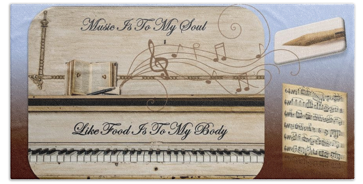 Music Hand Towel featuring the mixed media Music Is To My Soul... by Nancy Ayanna Wyatt
