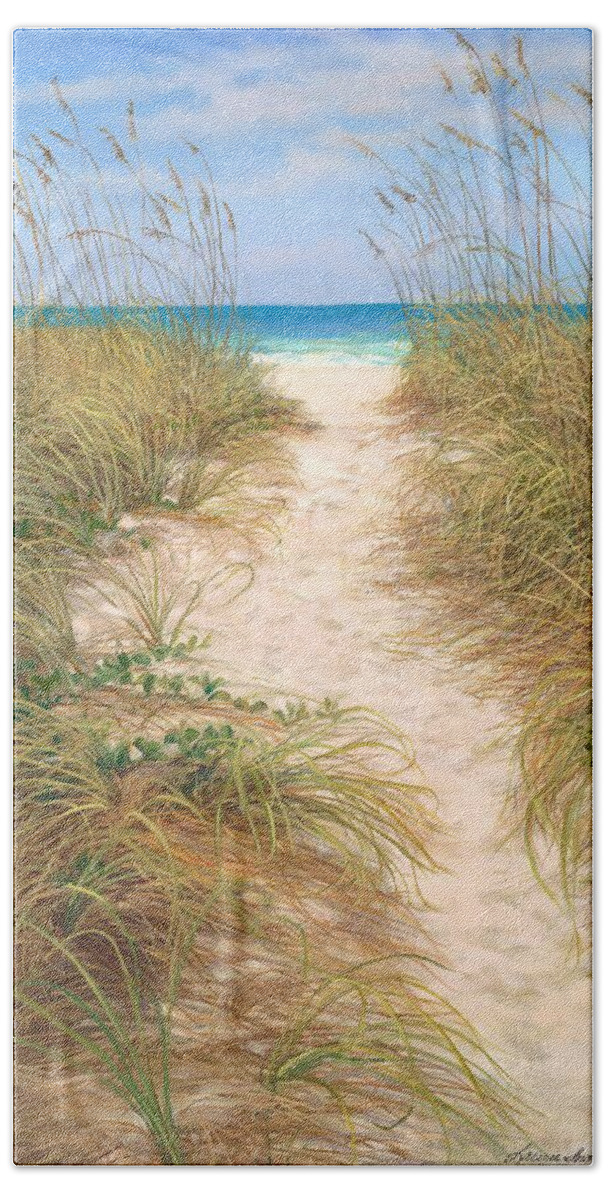 Favorite Beach Hand Towel featuring the painting My Beach by Laurie Snow Hein