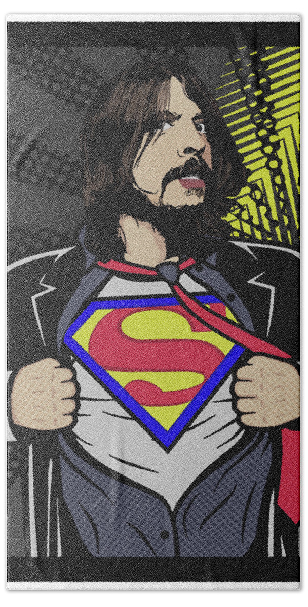 Dave Grohl Bath Towel featuring the digital art My Hero by Christina Rick
