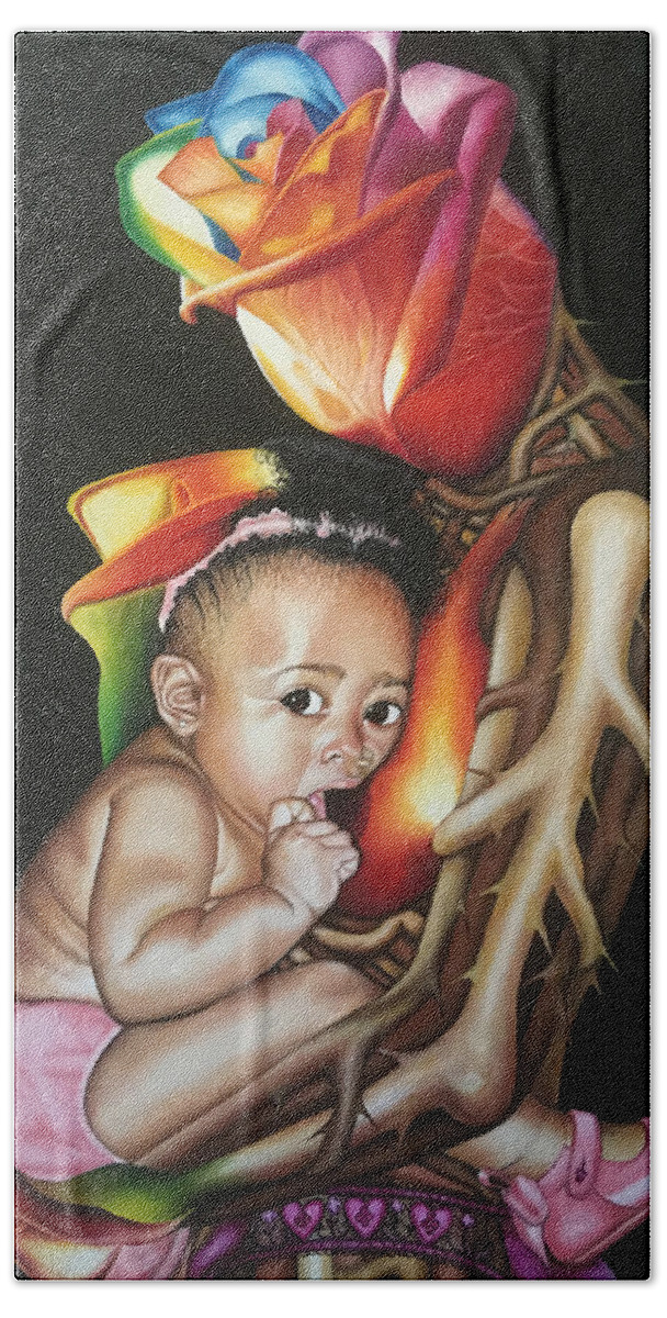 Baby Hand Towel featuring the painting My Mother by O Yemi Tubi