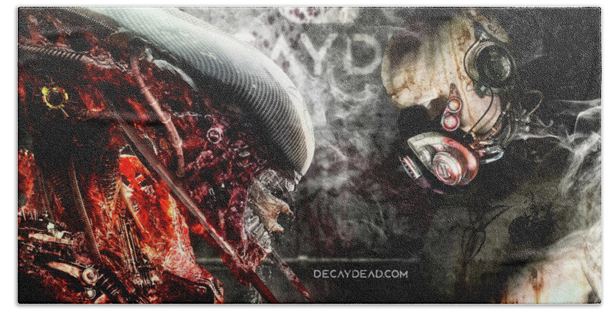 Alien Hand Towel featuring the digital art My Queen Red edition by Argus Dorian