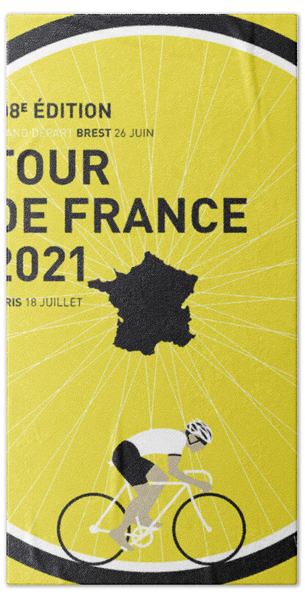 2021 Hand Towel featuring the digital art My Tour De France Minimal Poster 2021 by Chungkong Art