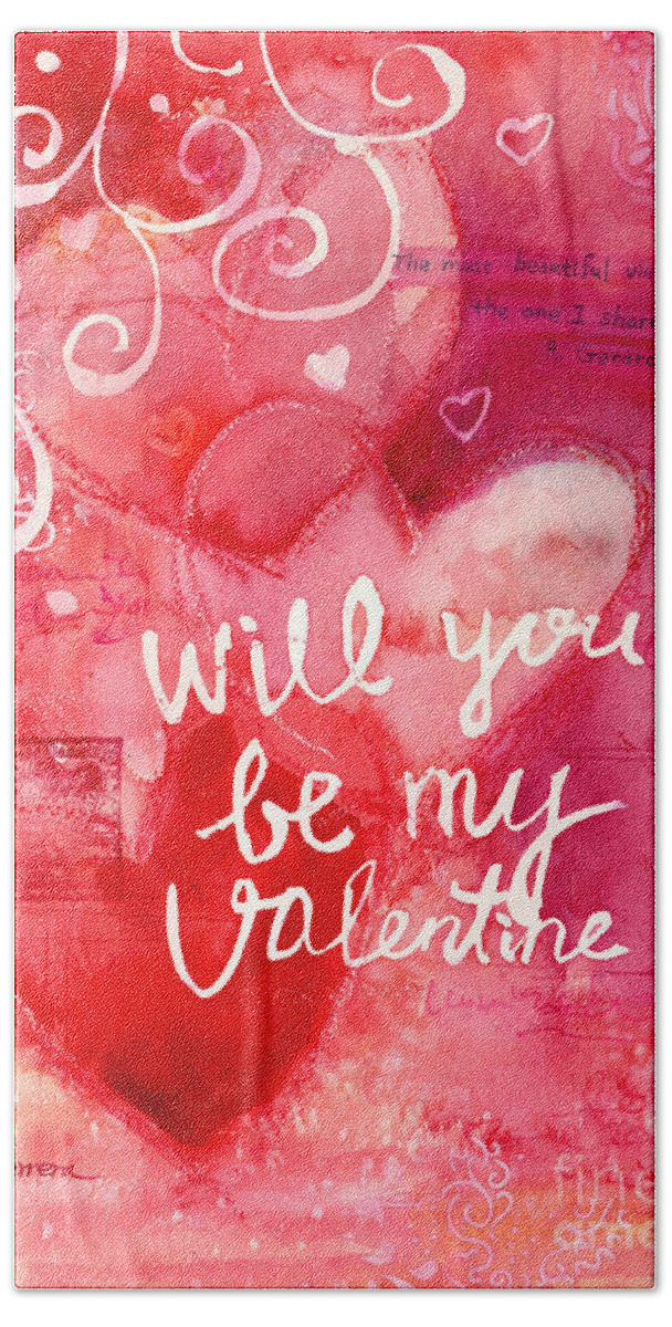 Valentine Bath Sheet featuring the painting My Valentine 3 by Hailey E Herrera
