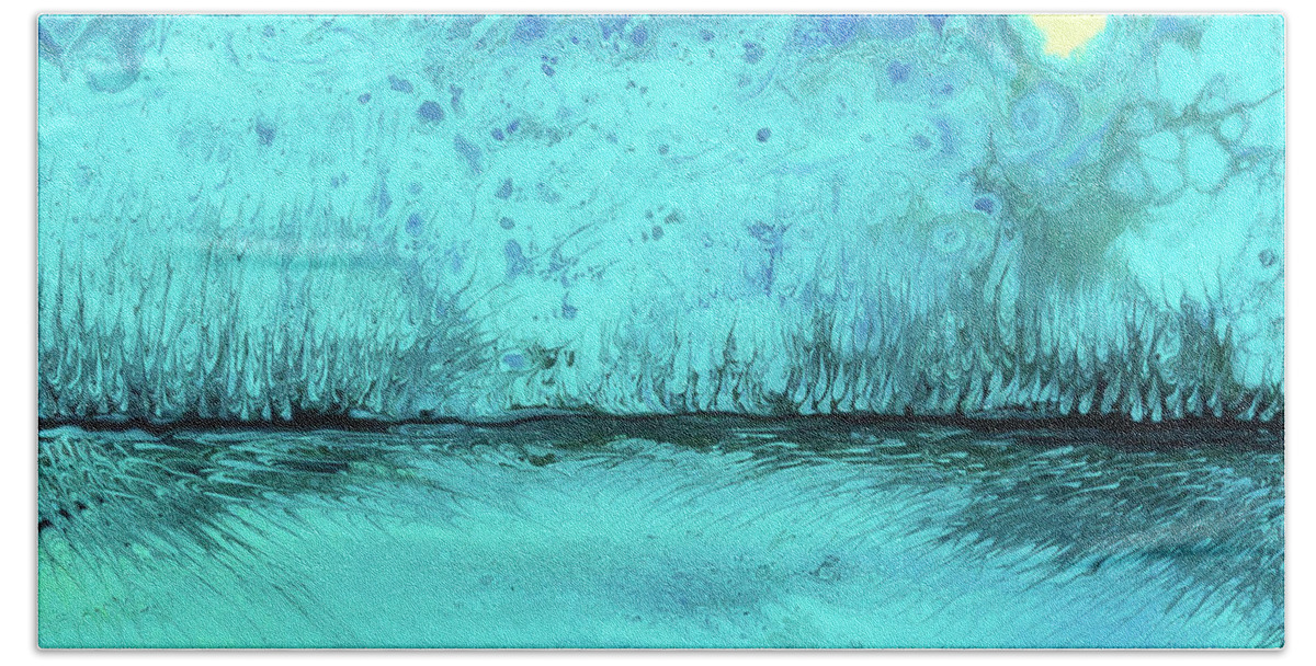 Landscape Bath Towel featuring the painting Mysterious Little Landscape by Steve Shaw