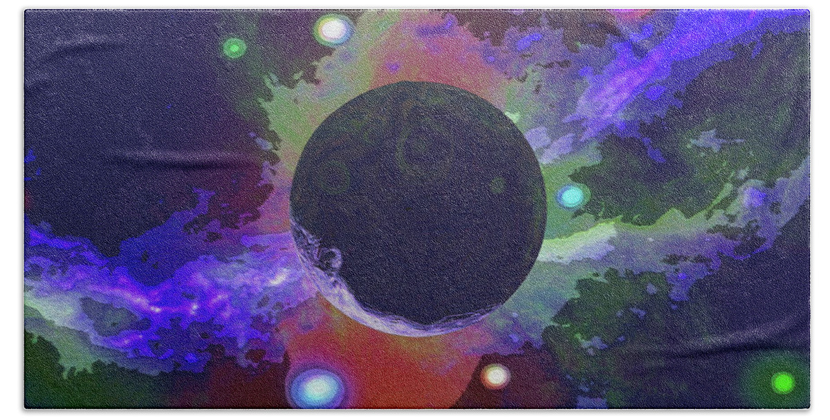 Abstract Bath Towel featuring the digital art Mysterious Planet X by Don White Artdreamer