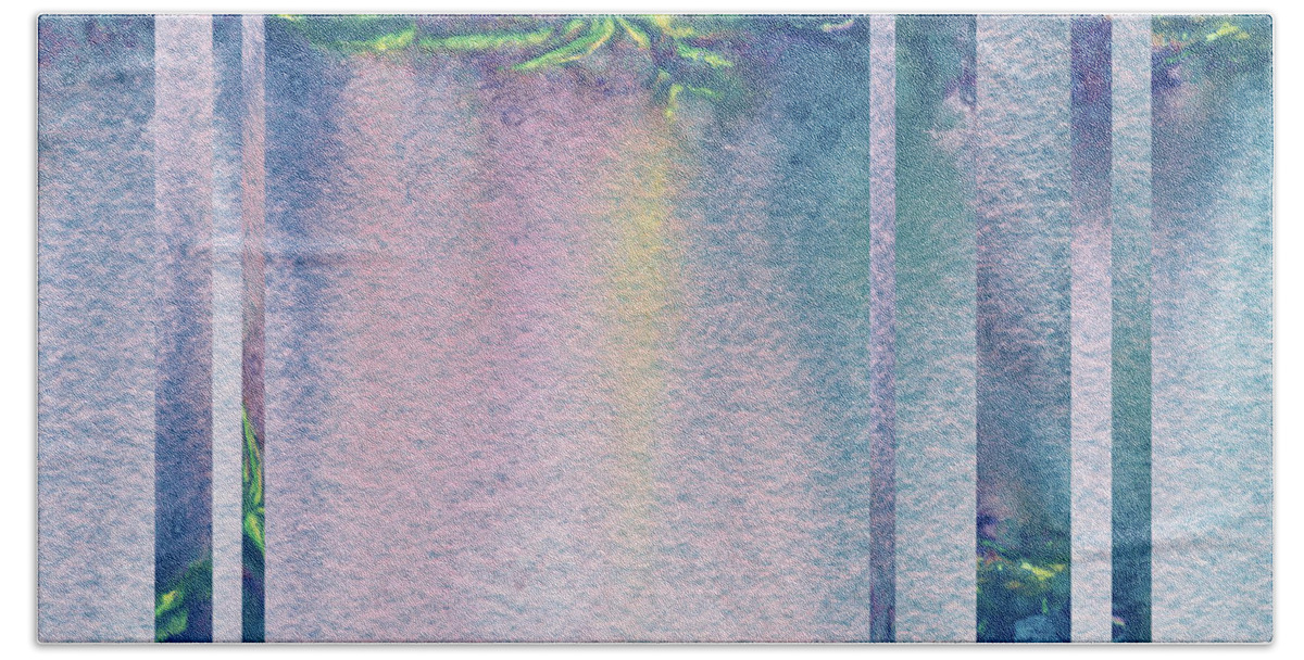Mist Bath Towel featuring the painting Mystic Rain Abstract Modern Decor Watercolor IX by Irina Sztukowski