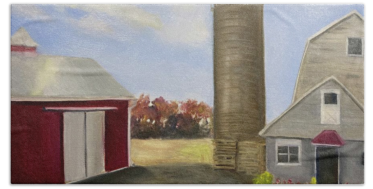 Plein Aire Hand Towel featuring the painting Nancys Farm by Sheila Mashaw