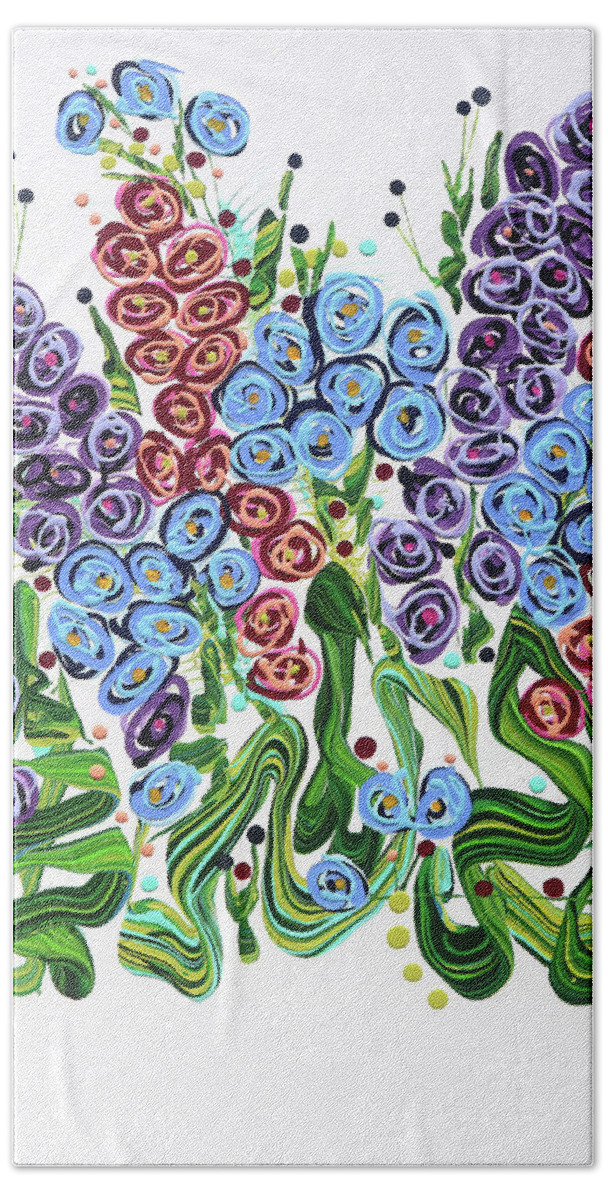 Fluid Acrylic Painting Hand Towel featuring the painting Nanny's Garden by Jane Crabtree