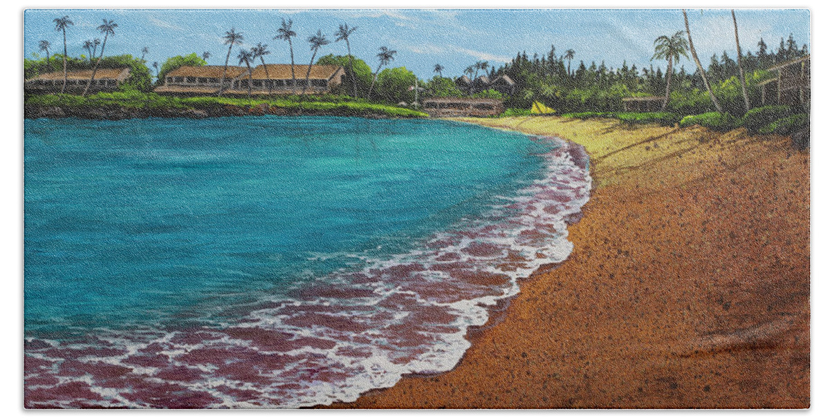 Beach Hand Towel featuring the painting Napili Bay During Covid 19 by Darice Machel McGuire
