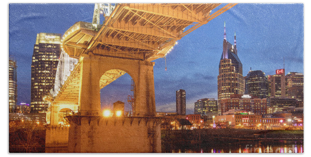 Nashville Hand Towel featuring the photograph Nashville Bridge III by Brian Jannsen