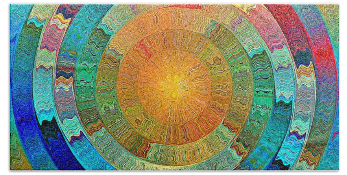 Primary Colors Hand Towel featuring the digital art Native Sun by David Manlove