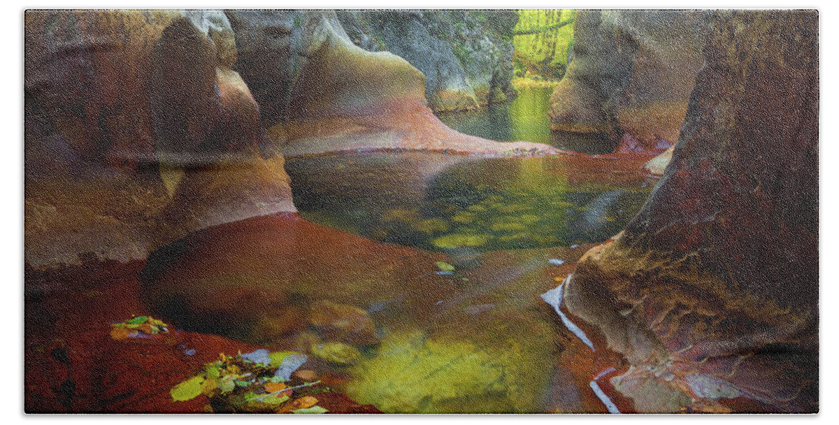 Landscape Bath Towel featuring the photograph Natural pools by Cosmin Stan