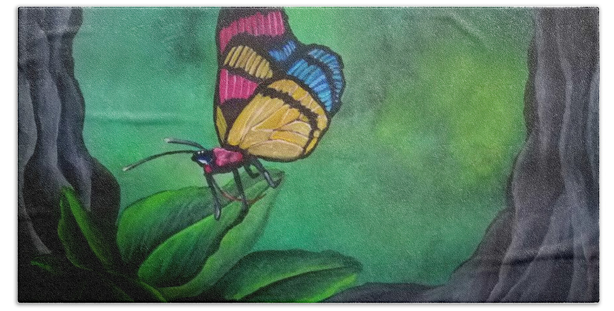 Butterfly Bath Towel featuring the painting Painted beauty by Tara Krishna