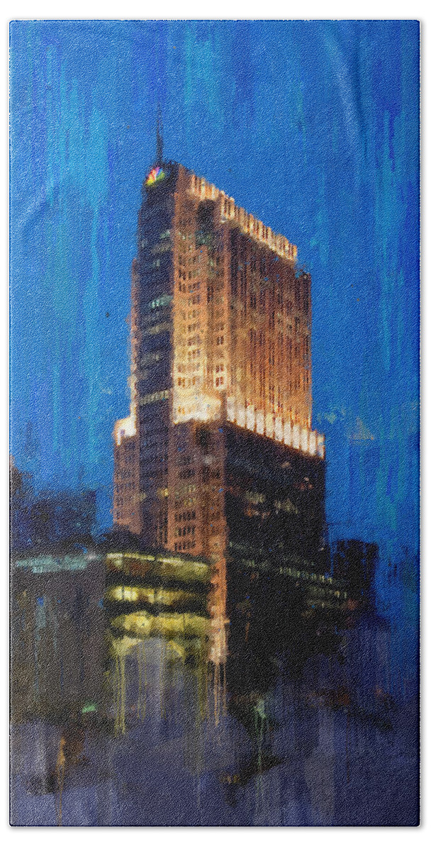 Chicago Hand Towel featuring the painting NBC Tower - Chicago by Glenn Galen