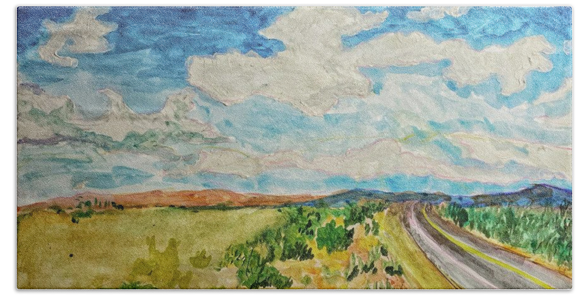 Farmington Bath Towel featuring the painting Near Farmington New Mexico by Jame Hayes