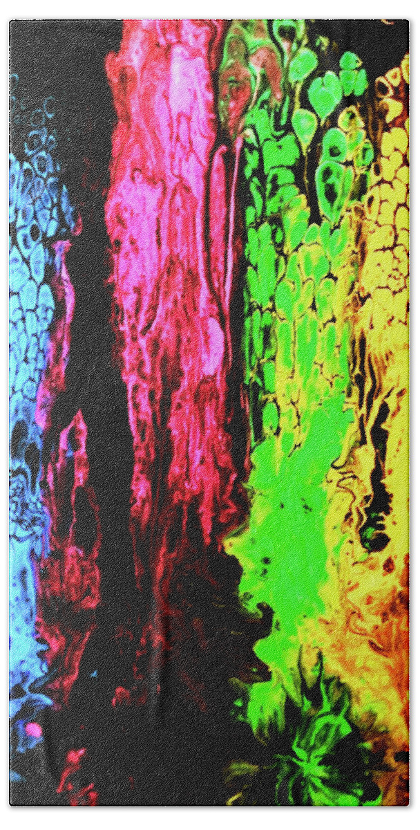 Neon Bath Towel featuring the painting Neon Splash by Anna Adams