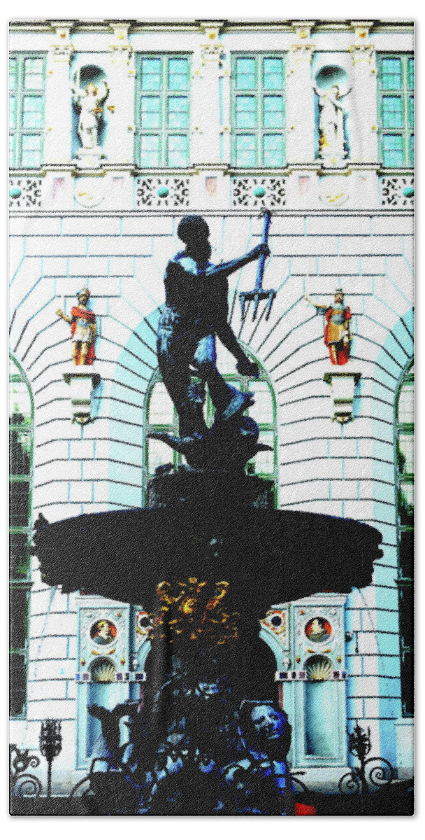 Neptun Bath Towel featuring the photograph Neptun Monument In Gdansk, Poland by John Siest