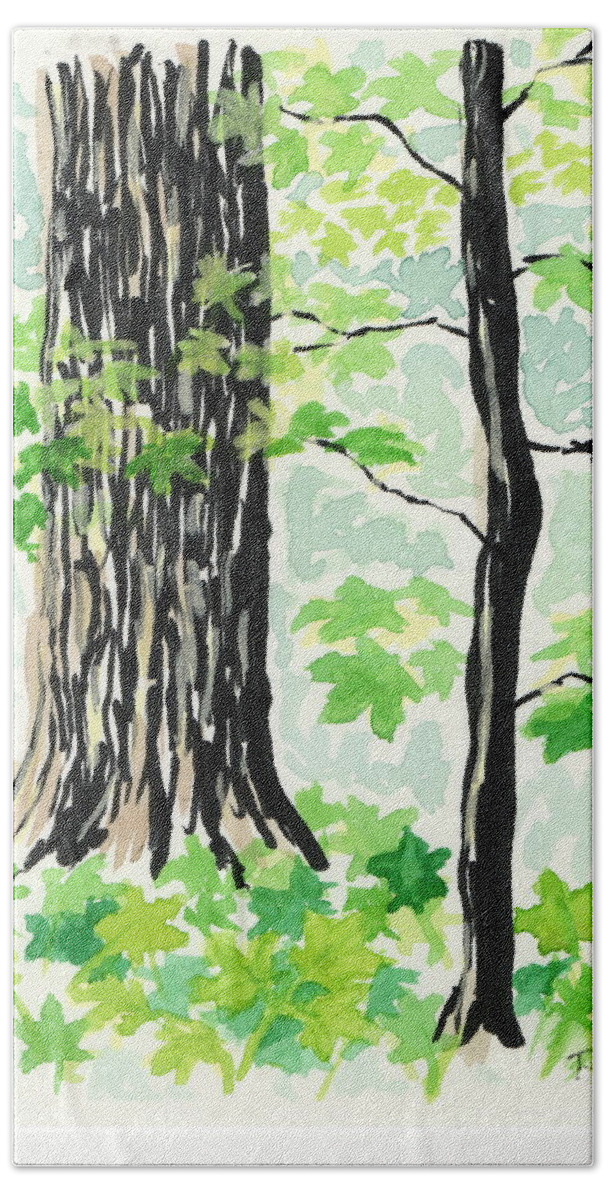Minnesota Hand Towel featuring the painting Nerstrand Maples by Tammy Nara