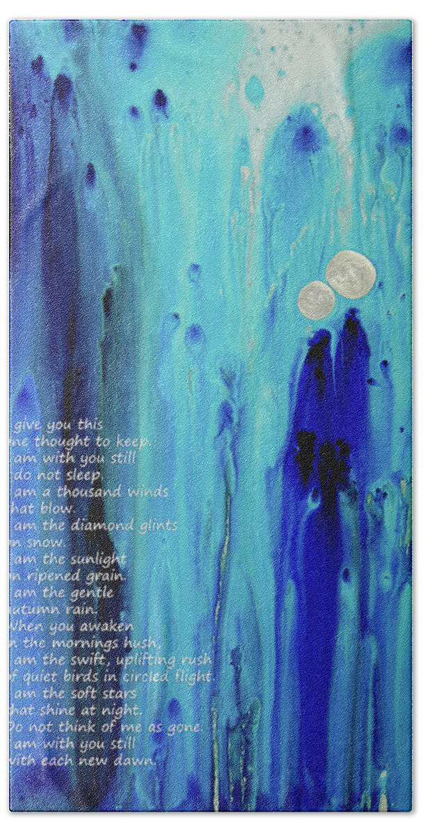 Blue Hand Towel featuring the painting Never Alone by Sharon Cummings