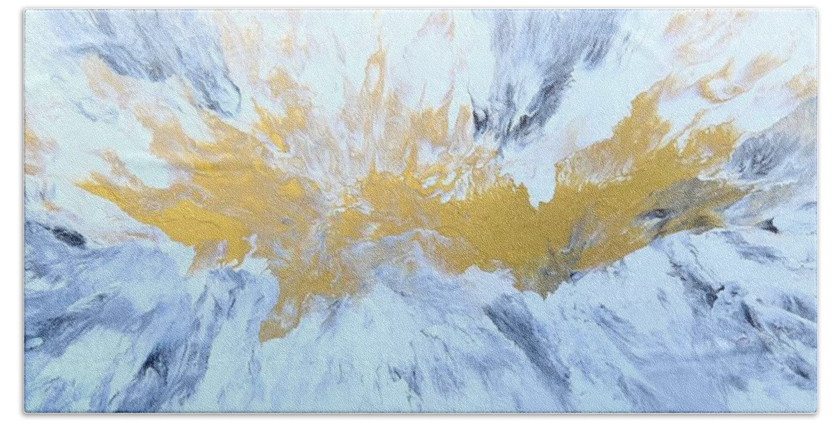 Abstract Bath Towel featuring the painting New Dawn by Soraya Silvestri