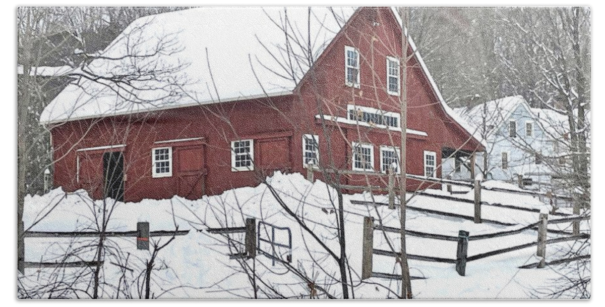 Barn Hand Towel featuring the photograph New England Snowstorm by Charlene Reinauer