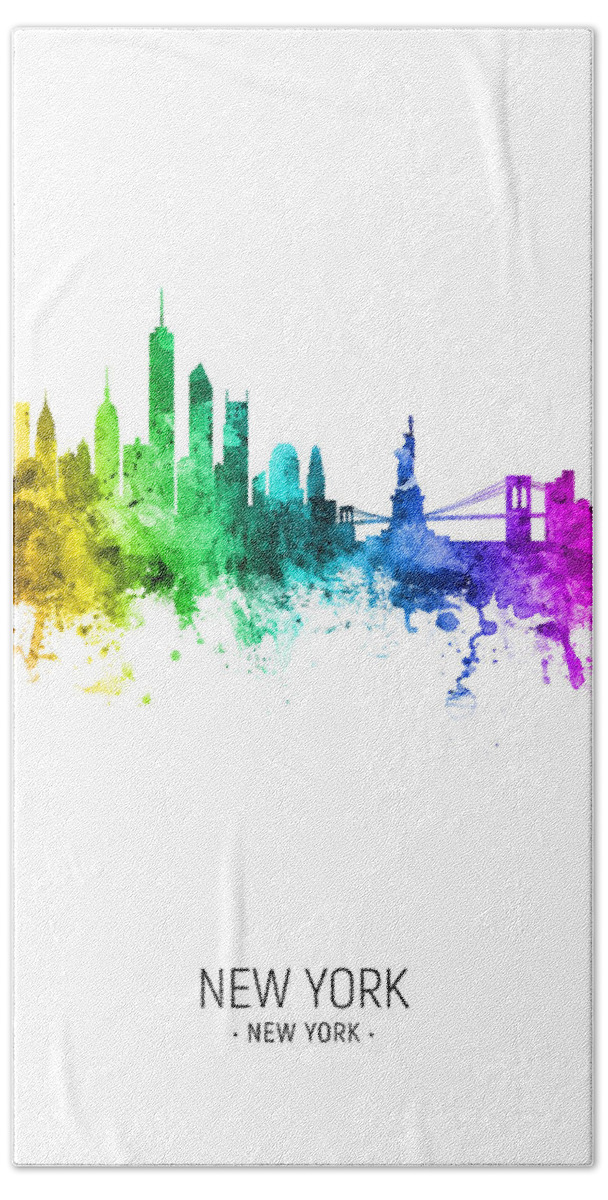 New York Bath Towel featuring the digital art New York Skyline #36b by Michael Tompsett