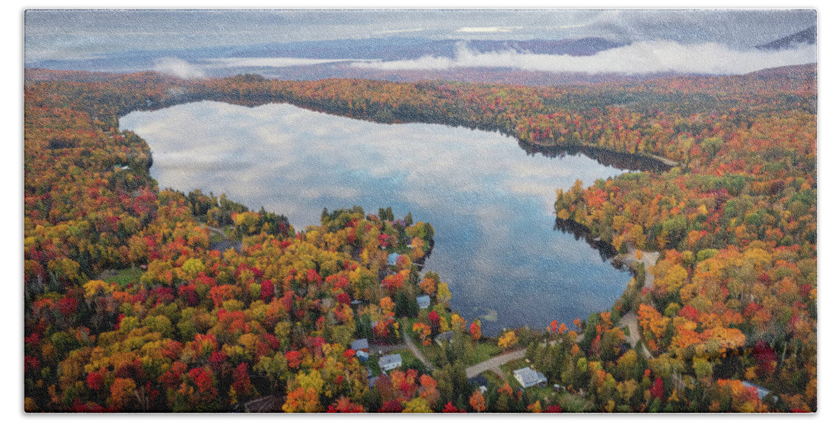  Bath Towel featuring the photograph Newark Pond Vermont Fall Reflection #3 by John Rowe