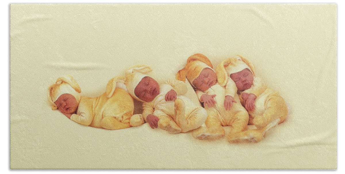 Bunnies Hand Towel featuring the photograph Newborn Bunnies #1 by Anne Geddes