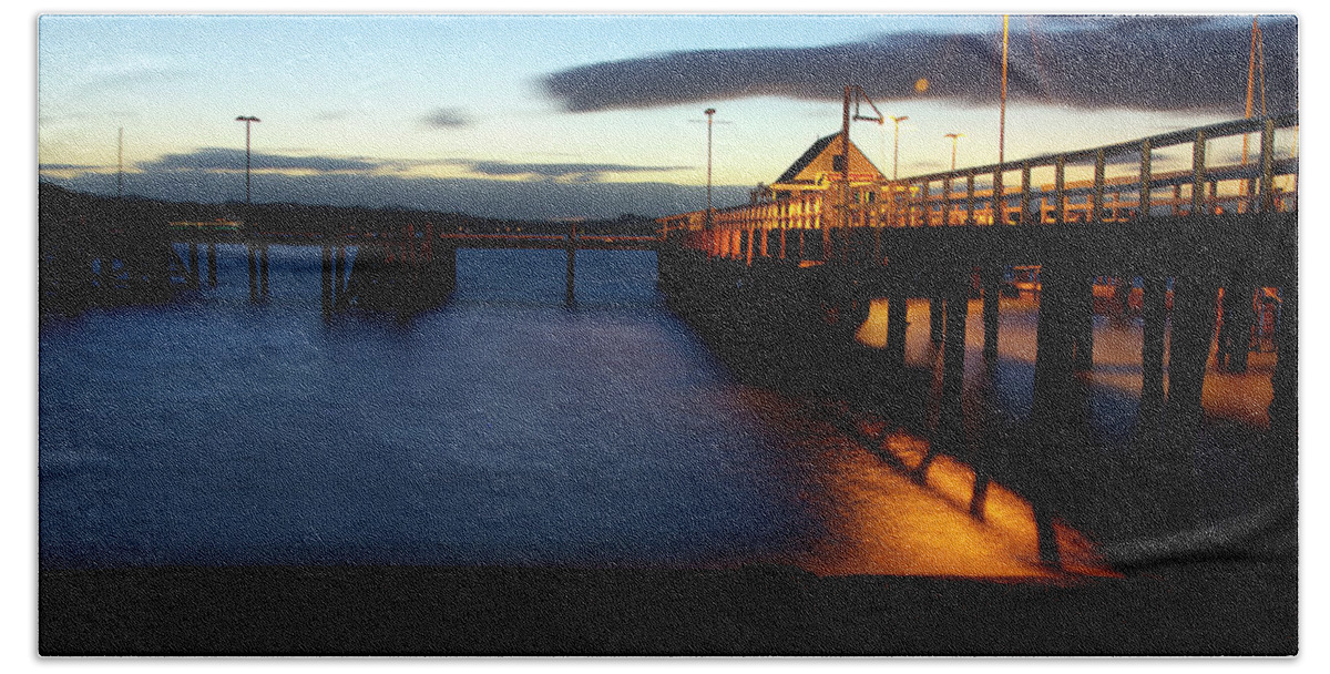 Pier Hand Towel featuring the photograph Night in Russell - Bay of Islands, New Zealand by Kenneth Lane Smith