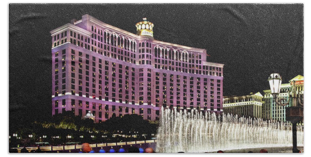 Las Vegas Skyline Hand Towel featuring the photograph Night On The Town Triptych_1 by Az Jackson
