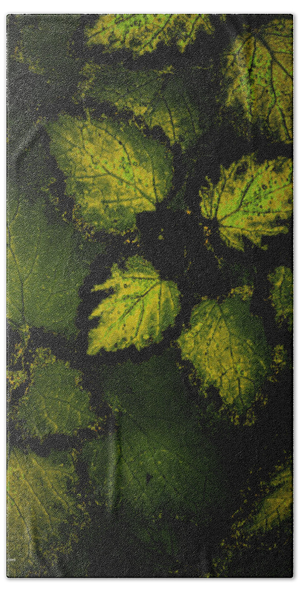 Green Leaf Hand Towel featuring the digital art Night Shade of Green by Jeremy Lyman