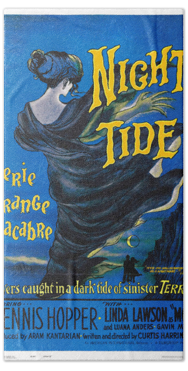 Night Hand Towel featuring the mixed media ''Night Tide'', 1961 by Movie World Posters