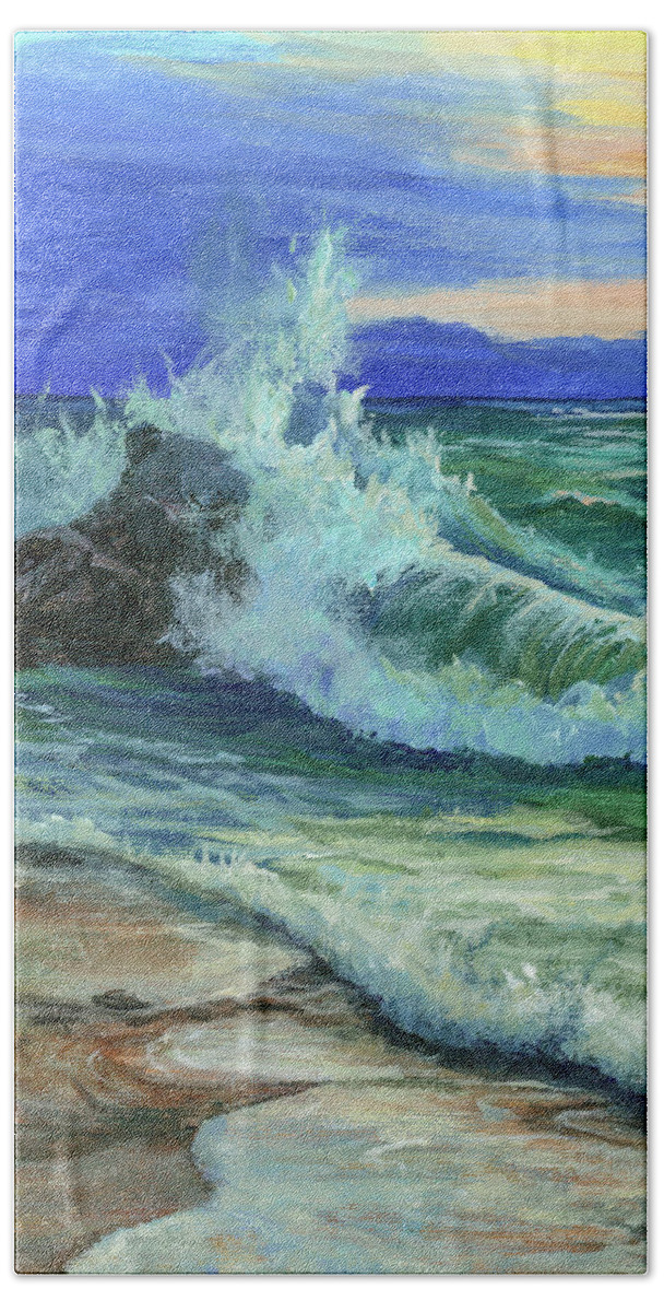 Seascape Bath Towel featuring the painting Night Wave by Darice Machel McGuire