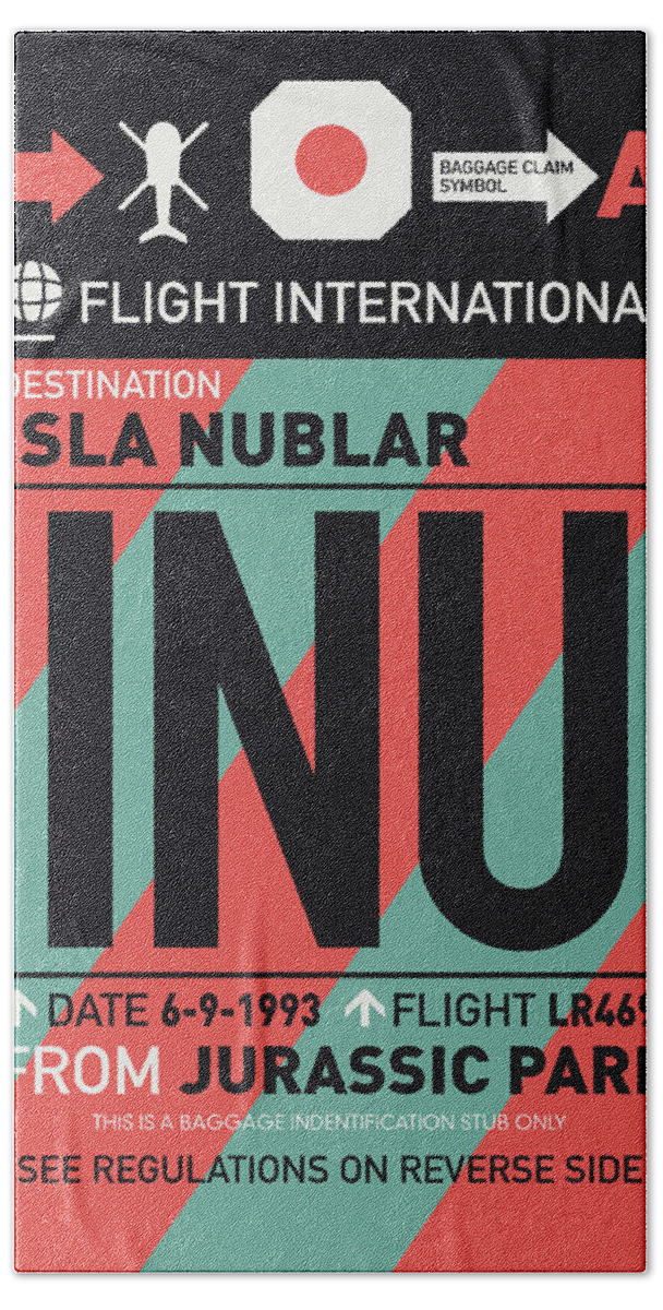 Jurassic Bath Towel featuring the digital art No003 MY Isla Nublar Luggage Tag Poster by Chungkong Art