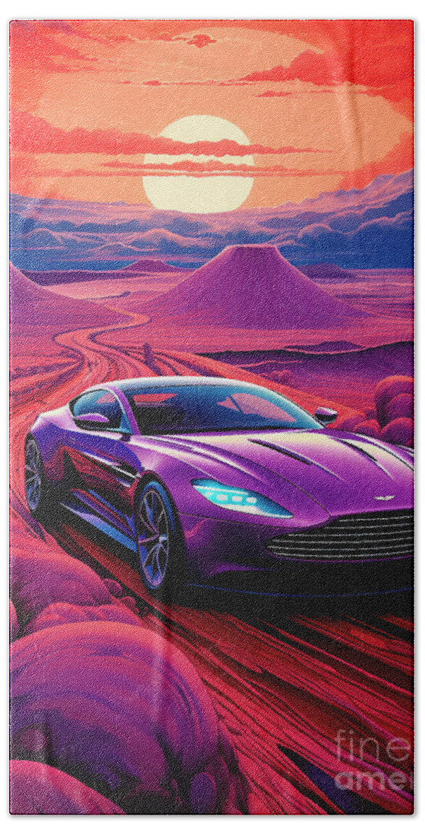 Vehicles Bath Towel featuring the drawing No00591 Aston Martin Virage by Clark Leffler