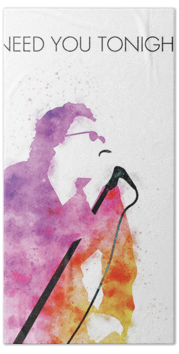 Inxs Hand Towel featuring the digital art No033 MY INXS Watercolor Music poster by Chungkong Art