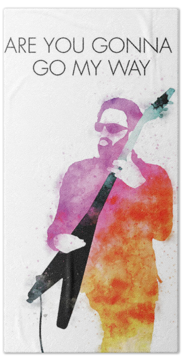 Lenny Hand Towel featuring the digital art No050 MY LENNY KRAVITZ Watercolor Music poster by Chungkong Art