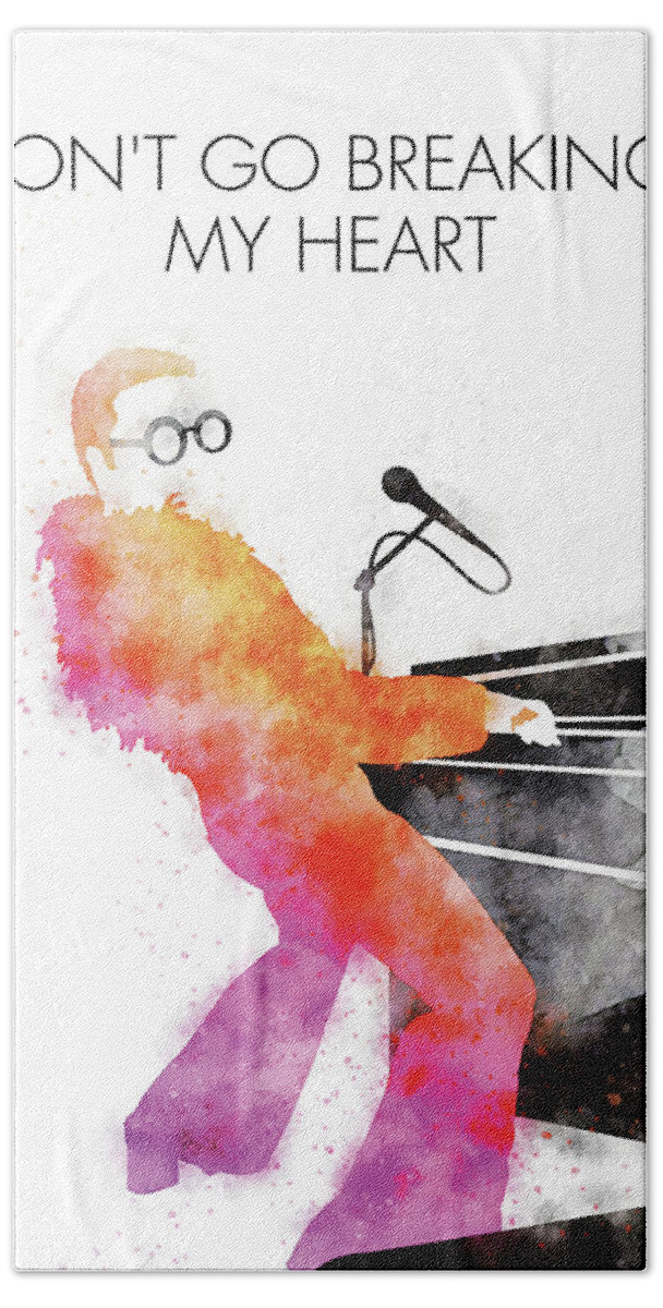 Elton Bath Towel featuring the digital art No053 MY ELTON JOHN Watercolor Music poster by Chungkong Art