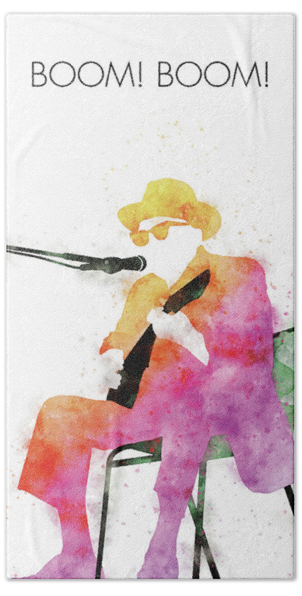 Johnny Hand Towel featuring the digital art No054 MY JOHNNY LEE HOOKER Watercolor Music poster by Chungkong Art