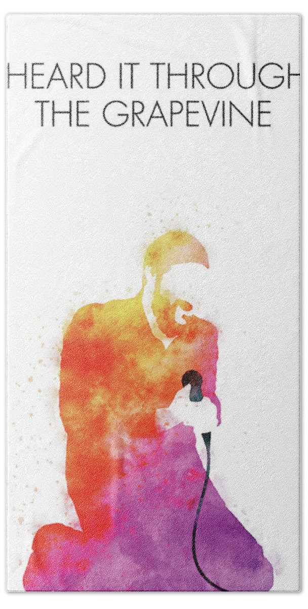 Marvin Hand Towel featuring the digital art No060 MY MARVIN GAYE Watercolor Music poster by Chungkong Art