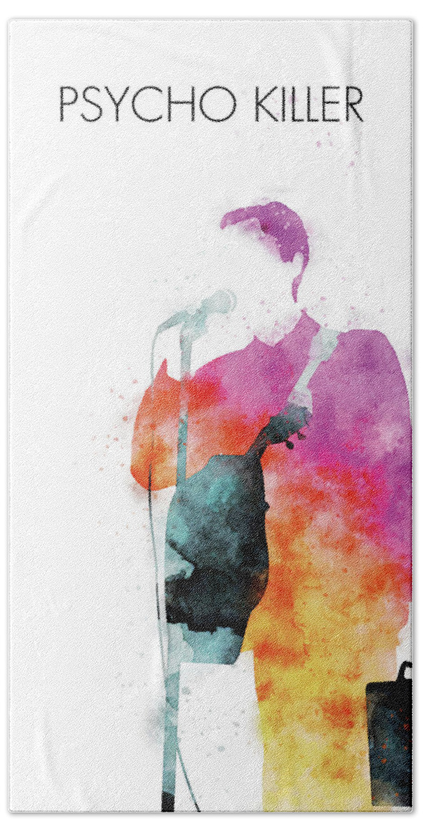 Talking Hand Towel featuring the digital art No064 MY TALKING HEADS Watercolor Music poster by Chungkong Art