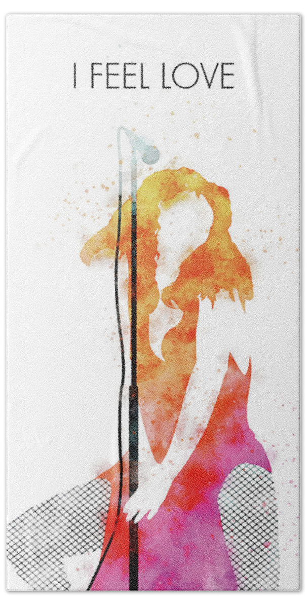 Donna Hand Towel featuring the digital art No109 MY DONNA SUMMER Watercolor Music poster by Chungkong Art