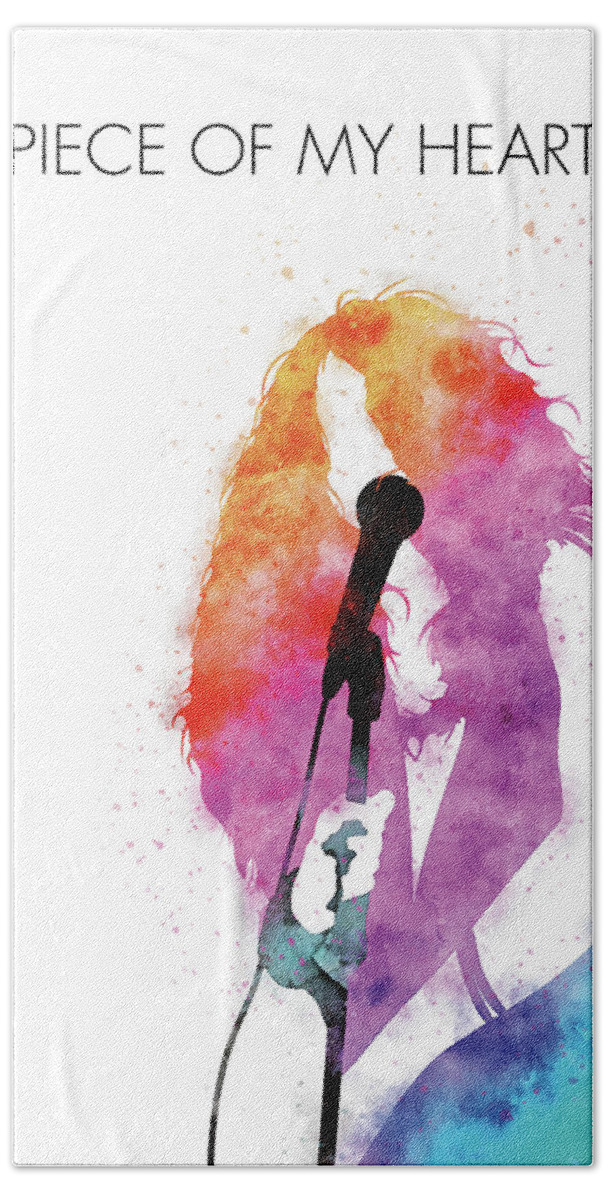 Janis Hand Towel featuring the digital art No127 MY Janis Joplin Watercolor Music poster by Chungkong Art