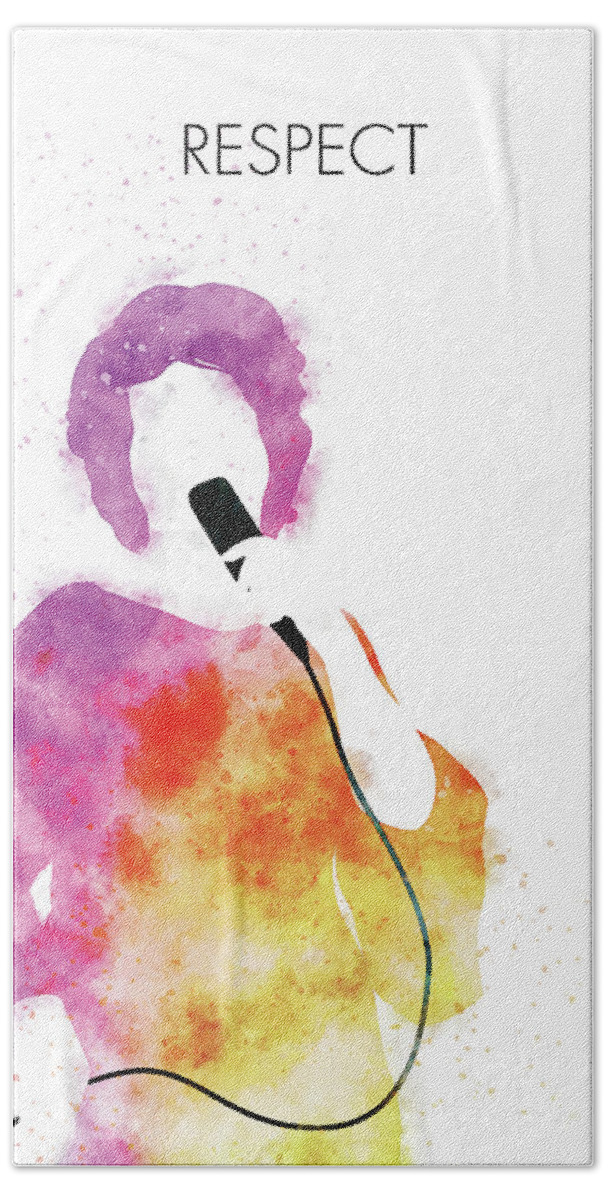 Aretha Hand Towel featuring the digital art No188 MY ARETHA FRANKLIN Watercolor Music poster by Chungkong Art