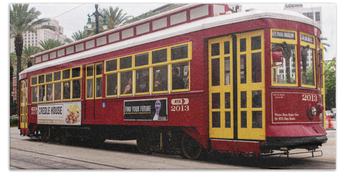 Neworleans Bath Towel featuring the photograph NOLA Trolley 2013 by Jame Hayes