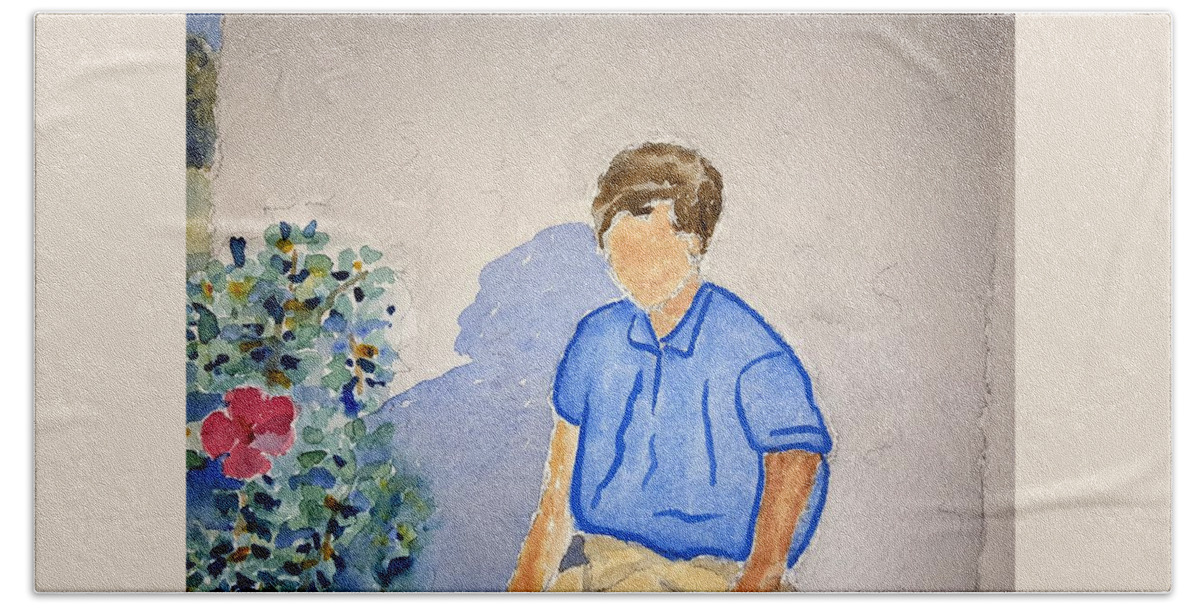 Watercolor Bath Towel featuring the painting Norma by John Klobucher