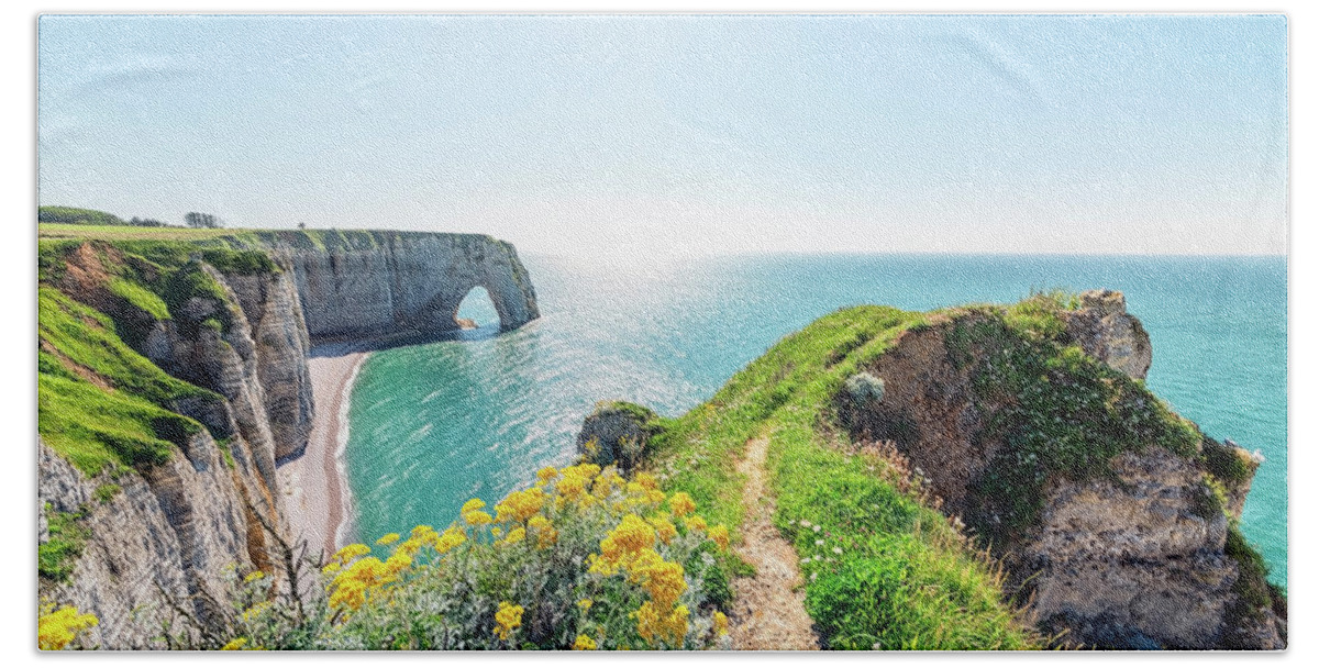 Arch Hand Towel featuring the photograph Normandy Landscape by Manjik Pictures