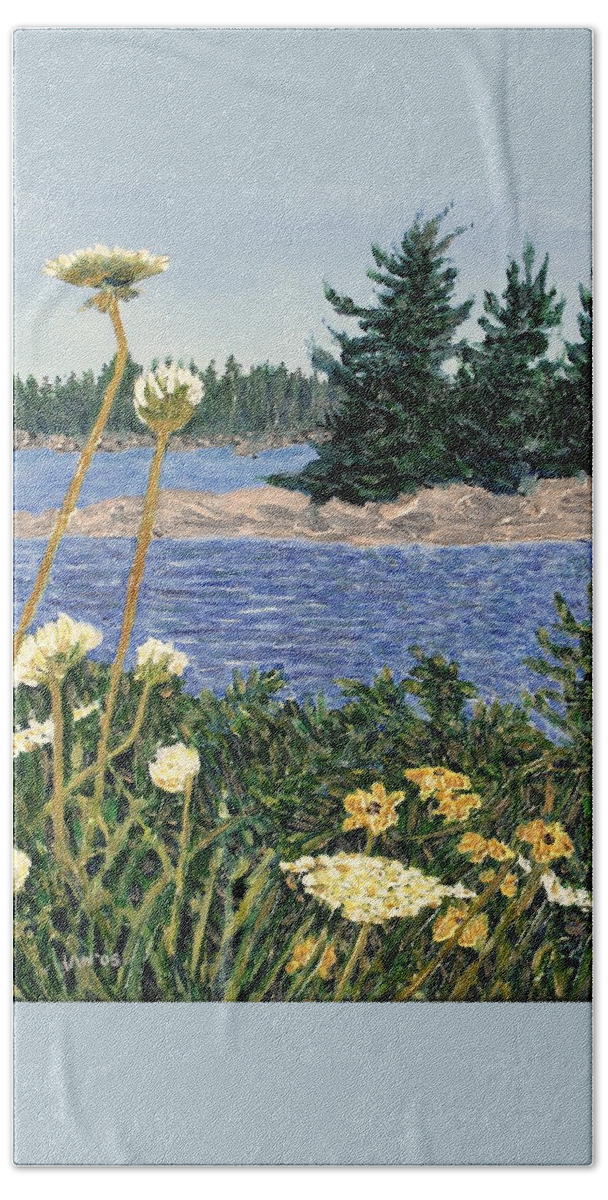 Northern Ontario Bath Towel featuring the painting North Channel Lake Huron by Ian MacDonald